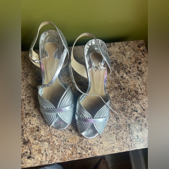 Vintage Silver Chloé Peep-toe Heels - Picture 1 of 5